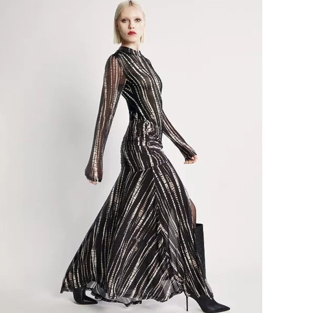 Bardot Lea Printed Mesh Maxi Dress, NWT, M